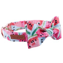 Cute Pink Dog Collar or Leash Set with Bow Tie for Big and Small Dog Cotton Fabric Collar Rose Gold Metal Buckle Pet Products
