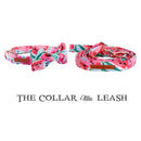 Cute Pink Dog Collar or Leash Set with Bow Tie for Big and Small Dog Cotton Fabric Collar Rose Gold Metal Buckle Pet Products