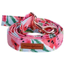 Cute Pink Dog Collar or Leash Set with Bow Tie for Big and Small Dog Cotton Fabric Collar Rose Gold Metal Buckle Pet Products