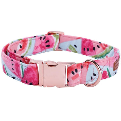 Cute Pink Dog Collar or Leash Set with Bow Tie for Big and Small Dog Cotton Fabric Collar Rose Gold Metal  Buckle  Pet Products