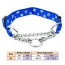 Martingal Dog Collar with Welded Link Chain Pet Nylon Slip Pinch Collar Dog Training Accessories Adjustable Collar for Large Dog