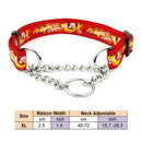 Martingal Dog Collar with Welded Link Chain Pet Nylon Slip Pinch Collar Dog Training Accessories Adjustable Collar for Large Dog