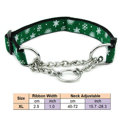 Martingal Dog Collar with Welded Link Chain Pet Nylon Slip Pinch Collar Dog Training Accessories Adjustable Collar for Large Dog