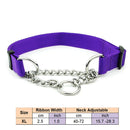 Martingal Dog Collar with Welded Link Chain Pet Nylon Slip Pinch Collar Dog Training Accessories Adjustable Collar for Large Dog